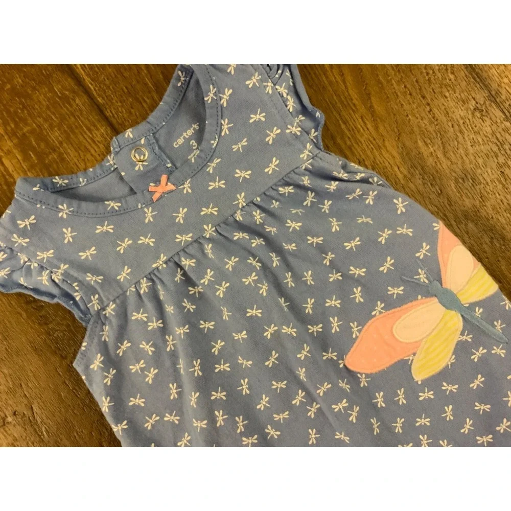 Carters Baby‎ Girl Romper Outfit 3 Months Summer Rainbow Blue Butterfly Shorts